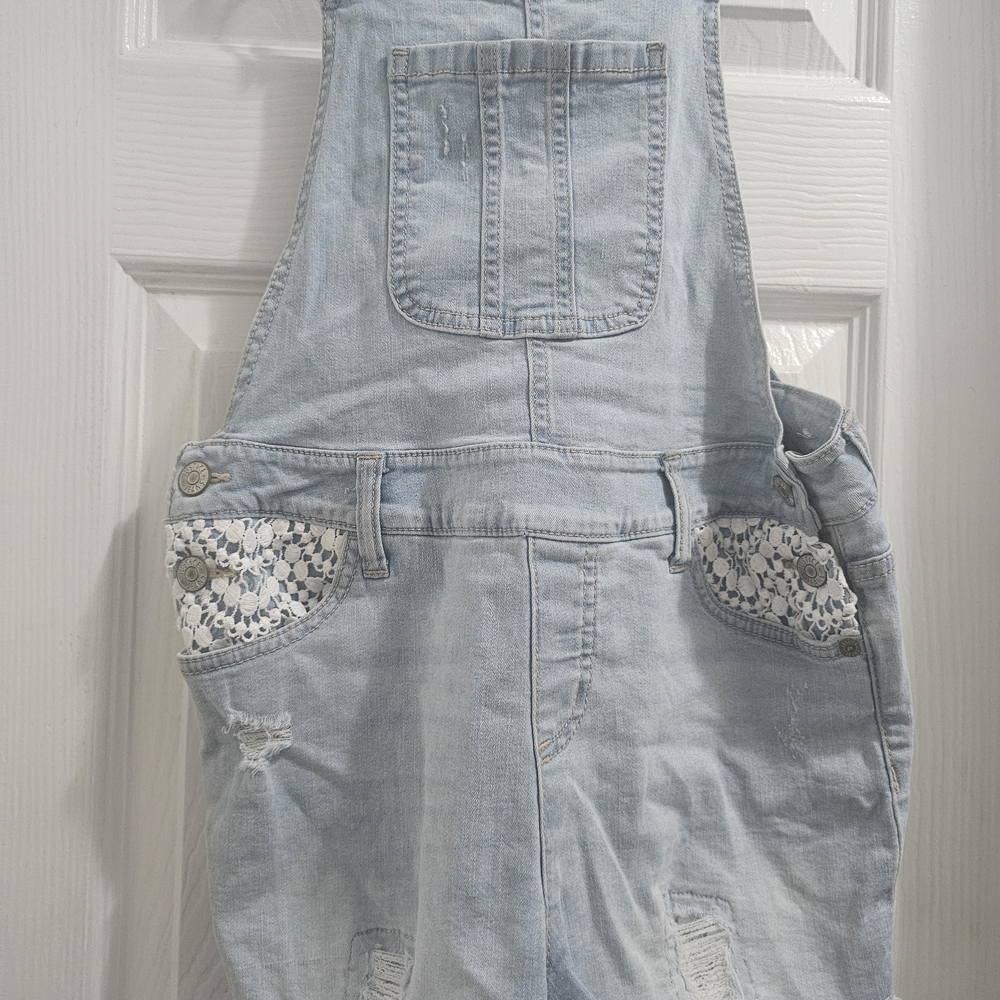 Justice Light Blue GIRLS SHORTALLS Denim SIZE18